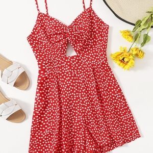 SHEIN Red Polka Dot Romper